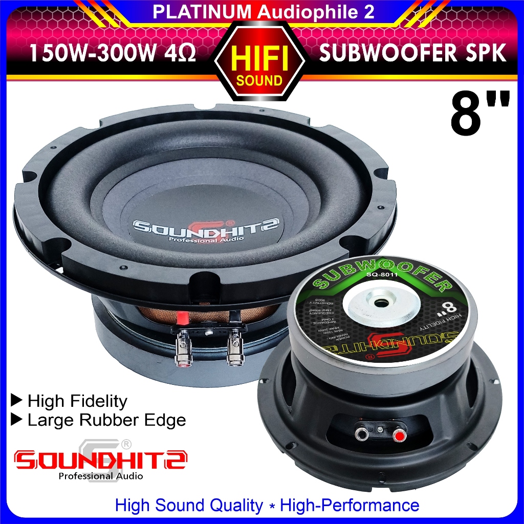 Speaker Subwoofer 8" Inch SOUNDHITS 4 ohm 150W-300W LOW BASS Hifi Speker SQ-8011