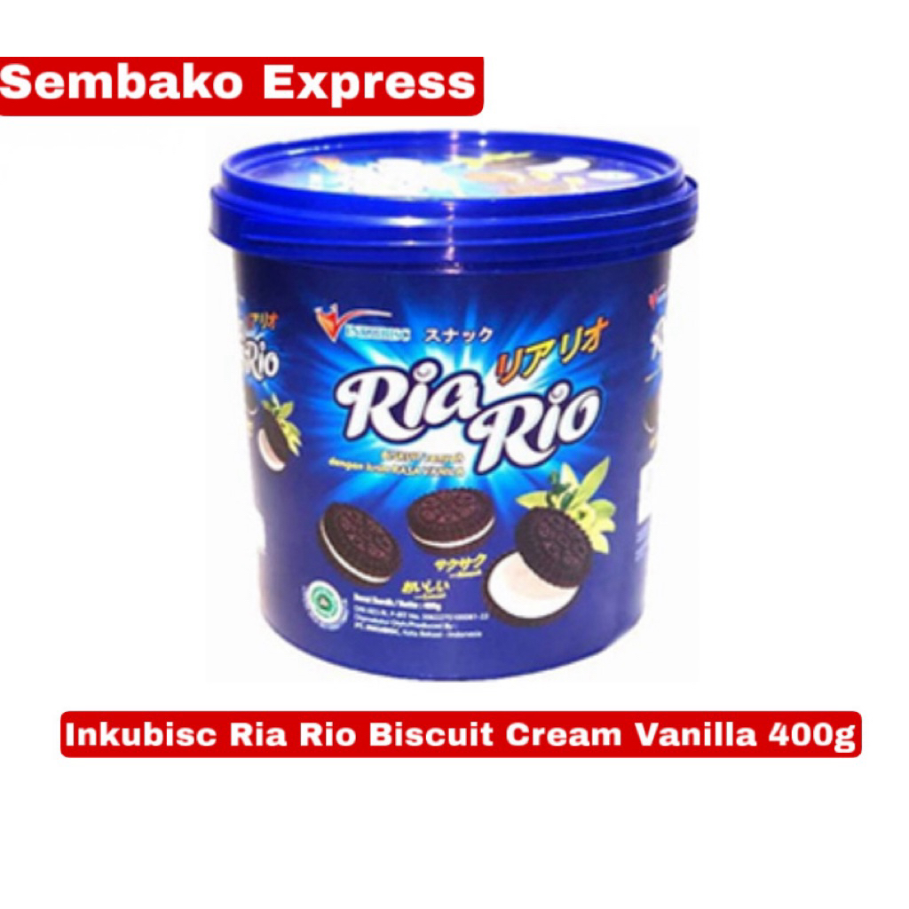 Ria Rio Cream Vanilla 400g – Biskuit Isi Krim Vanila Premium Kaleng Besar