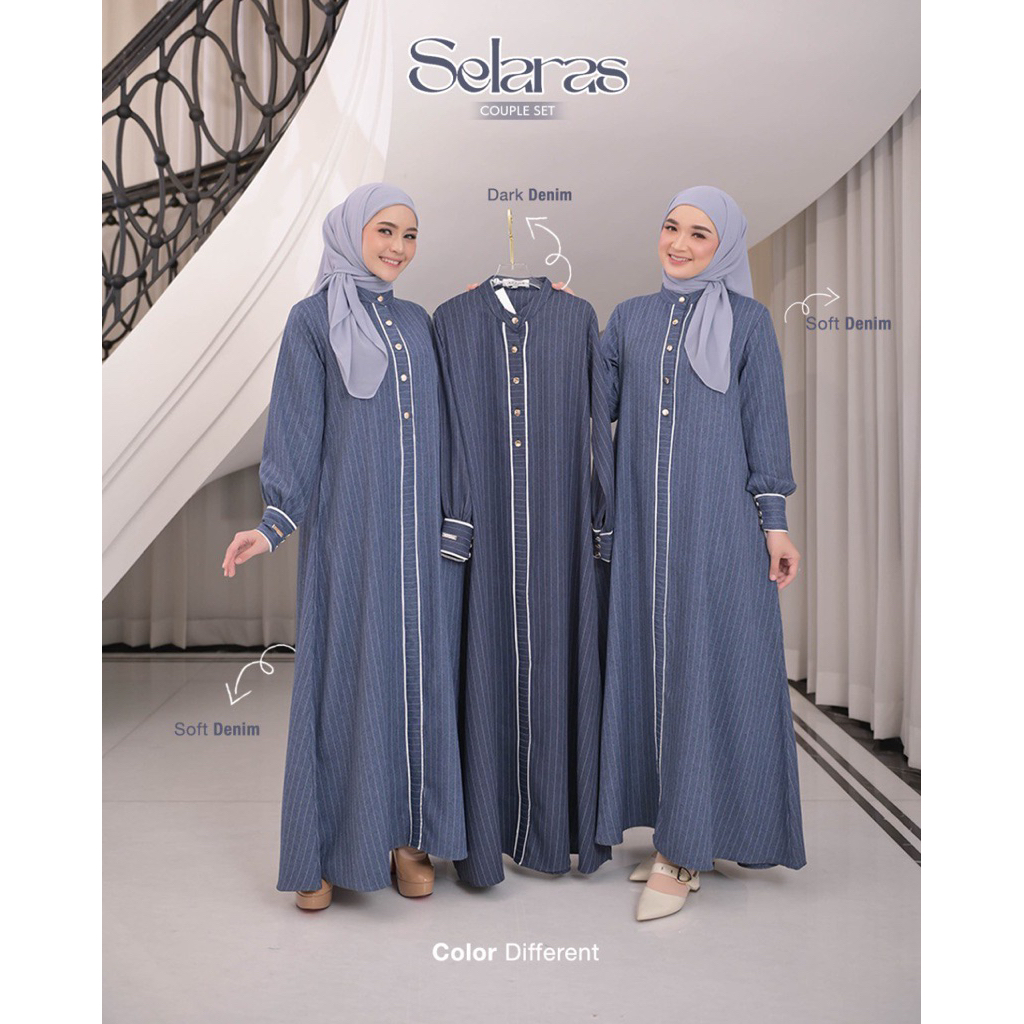 SELARAS DRESS COUPLE BY AZZHA | GAMIS DENIM DRESS COUPLE SALUR DENIM WANITA JEANS