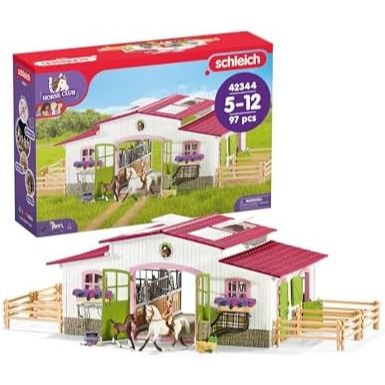 Schleich Horse Club - 97PC Riding Center Horse Toy Playset with Rider, 2 Horses, Barn and Farm Figur
