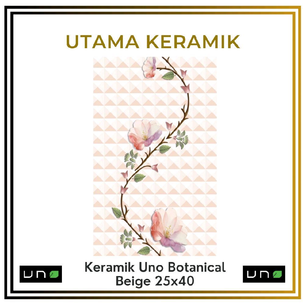 Keramik Uno 25x40 Botanical Beige - Keramik Dinding Motif Bunga Beige