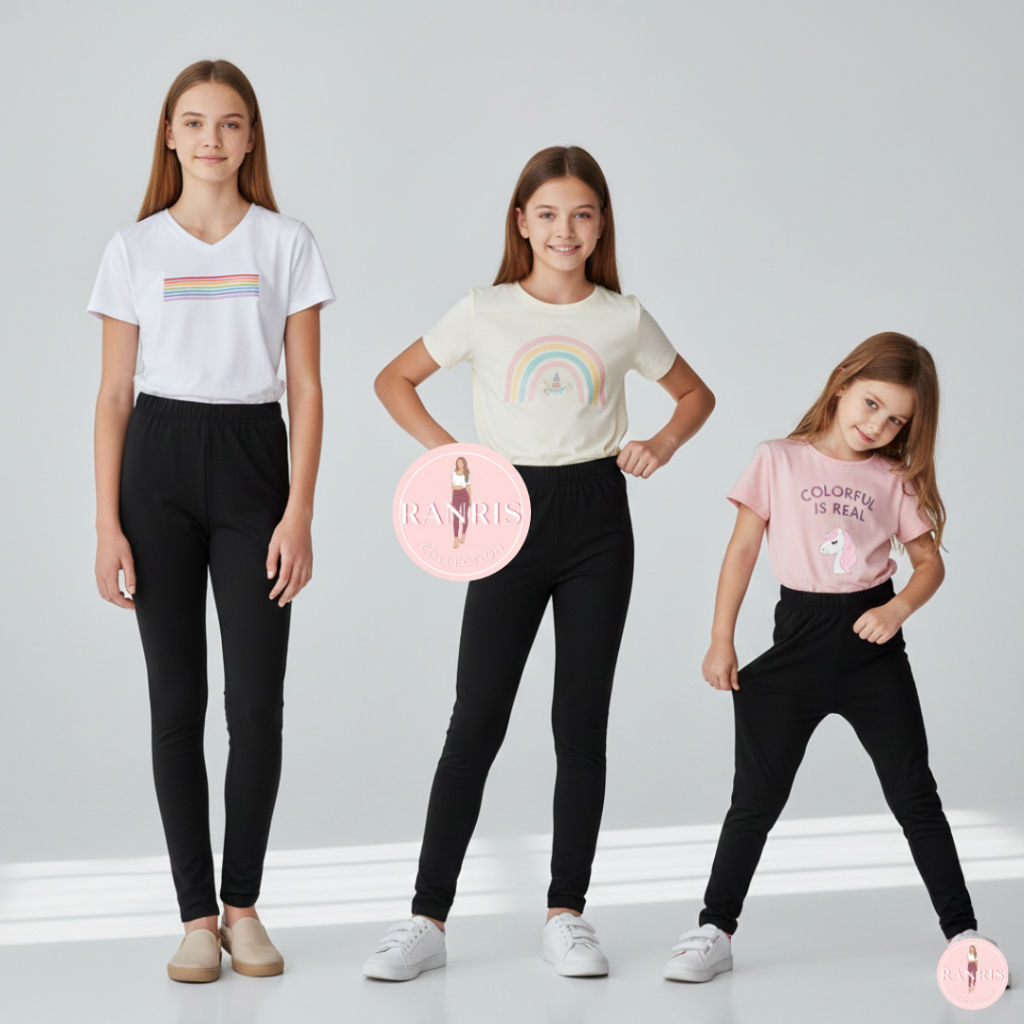 Legging Anak Perempuan TK SD SMP – Celana Legging Adem Elastis Premium Noore Mila Leggings Wanita Le