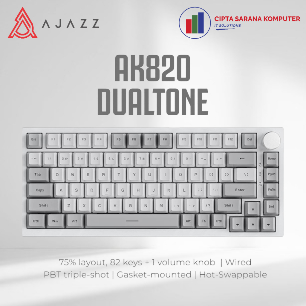 Ajazz AK820 Dual Tone 75% Mechanical Keyboard Wired White Backlight
