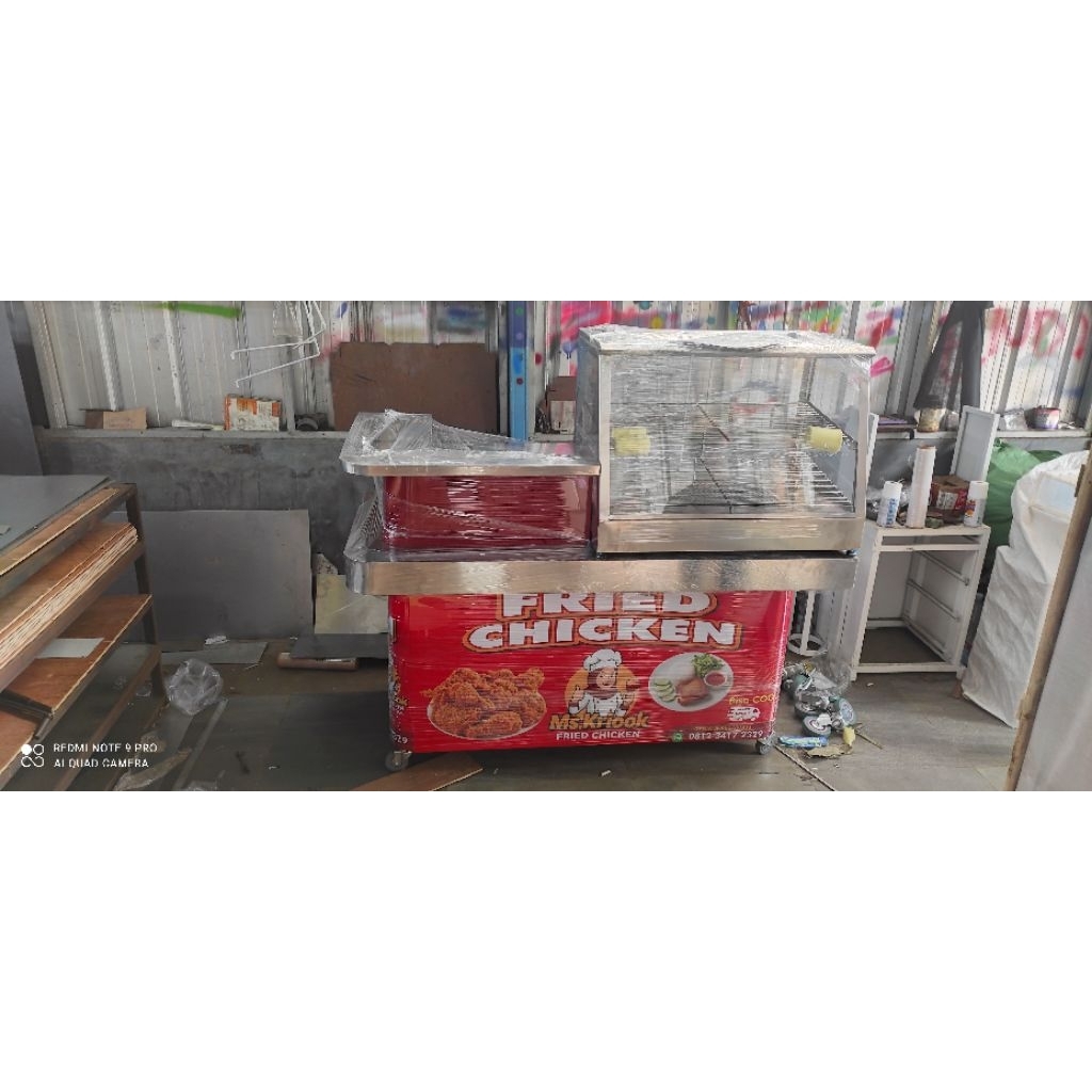 etalase fried warmer chicken+ meja