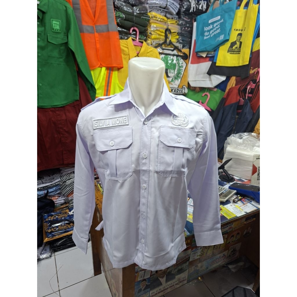 KEMEJA PNS BORDIR TIMBUL SATU WARNA PREMIUM FREE BORDIR NAMA DAN LOGO DAERAH