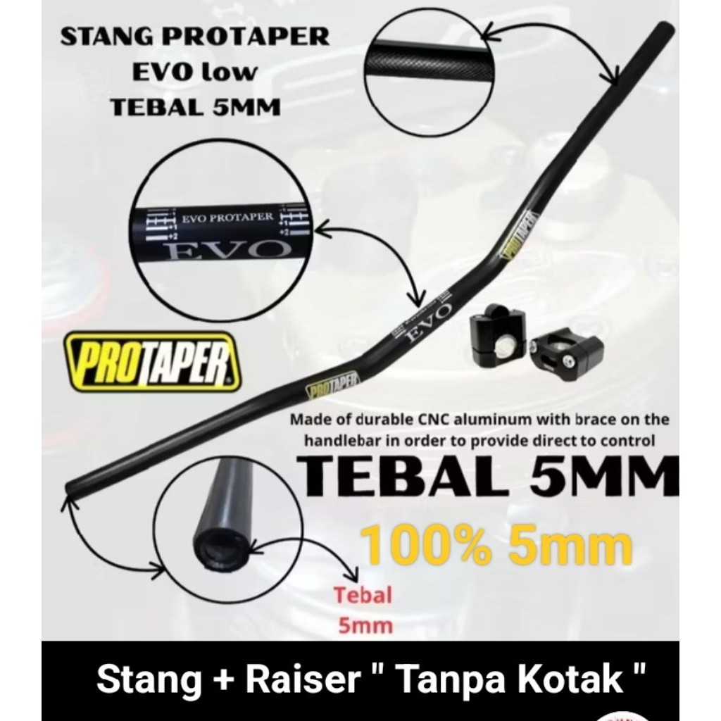Stang Protaper Evo Low Tebal 5mm Motor Trail, Vixion, Mio, Supra Universal...