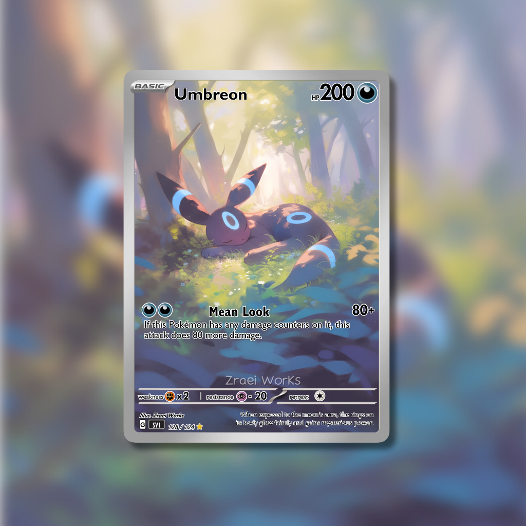 Zraei Works Custom Pokemon Card – Umbreon Shiny | Fan Art Kartu TCG | Kartu Mainan Anak