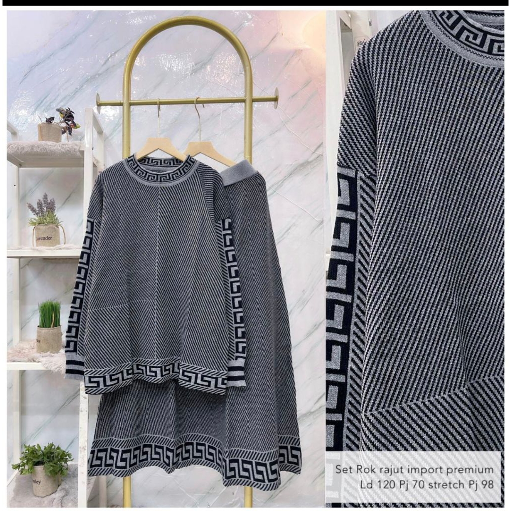 Real pic ORIGINAL dan TERMURAH Stelan Jumbo rajut PREMIUM Butik / Stelan Oversize rajut PREMIUM IMPO