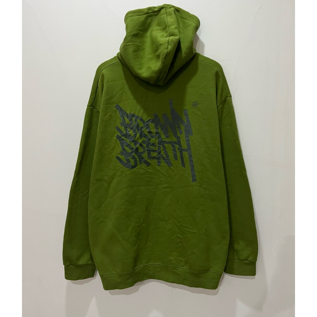 Pullover Hoodie BROWN BREATH Big Logo Green