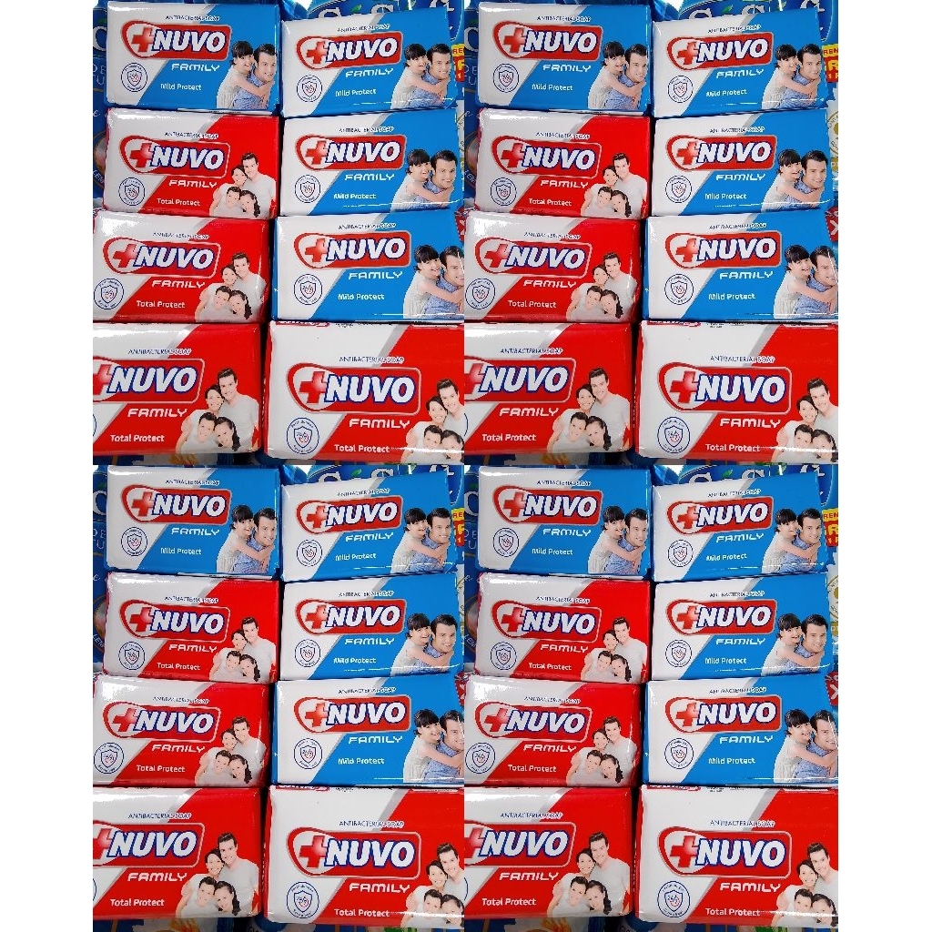 Sabun Nuvo batang biru dan merah
