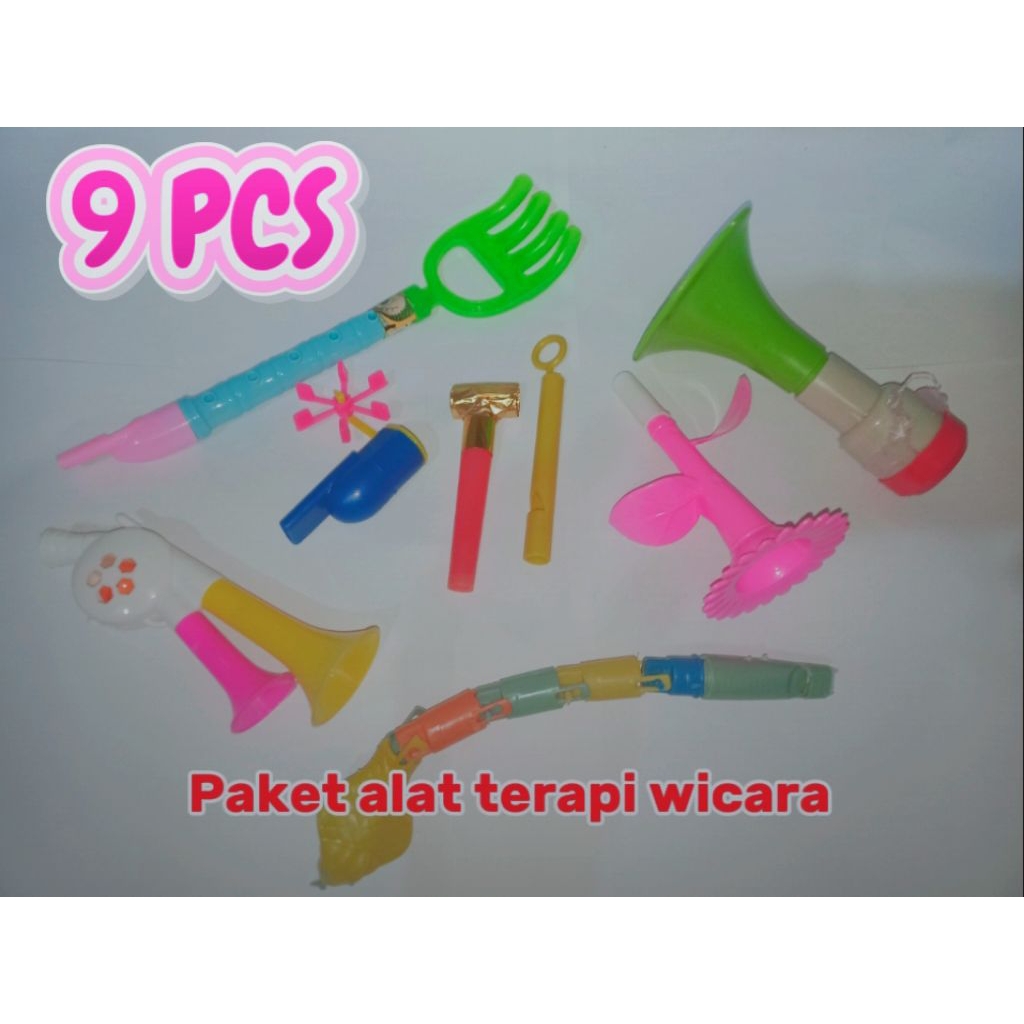 Peluit Terapi Wicara/ Alat terapi wicara Anak Isi 9 PCS