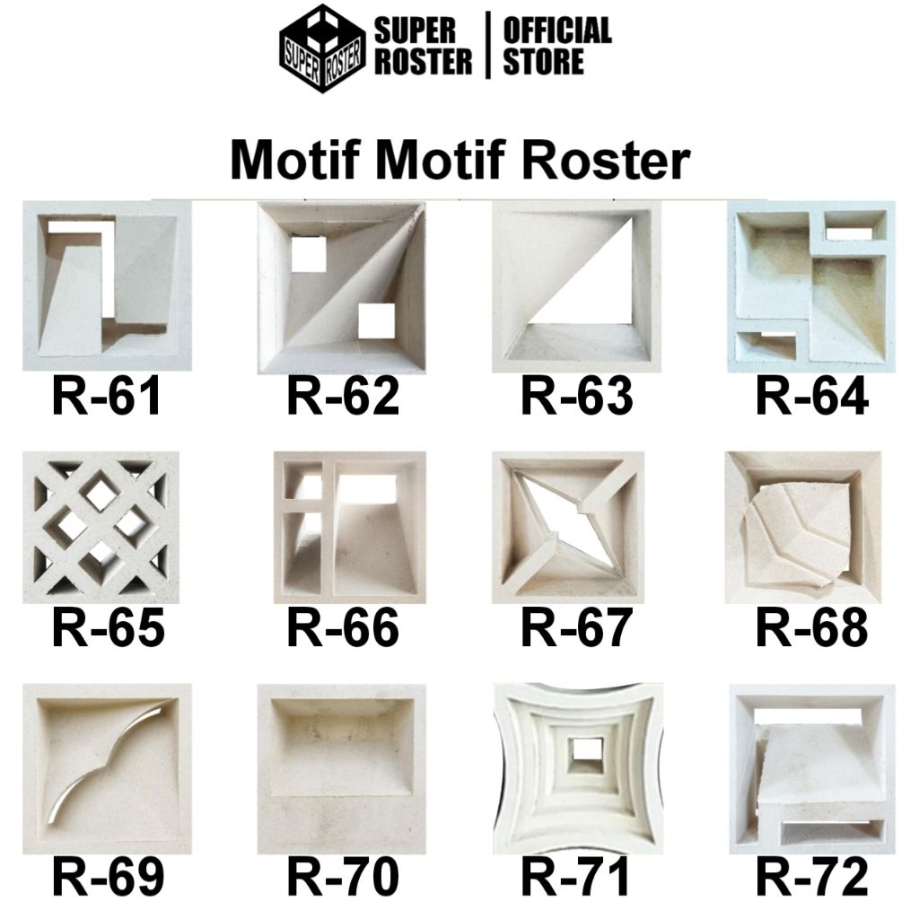 Roster Beton Lubang Angin Minimalis Ukuran 20 x 20 x 10 motif R-61 - R-72