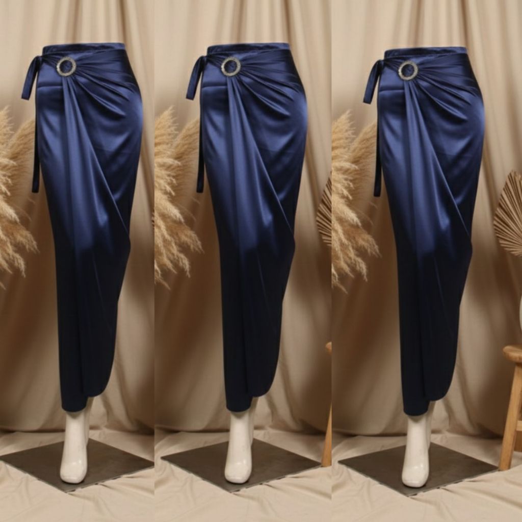 Rok Lilit Satin Navy Wanita All Size/Kain Lilit Satin Velvet  Bawahan Wanita Premium