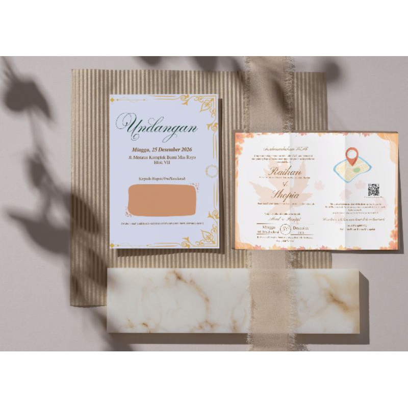 Undangan Pernikahan Kertas HVS Orange Theme (002)