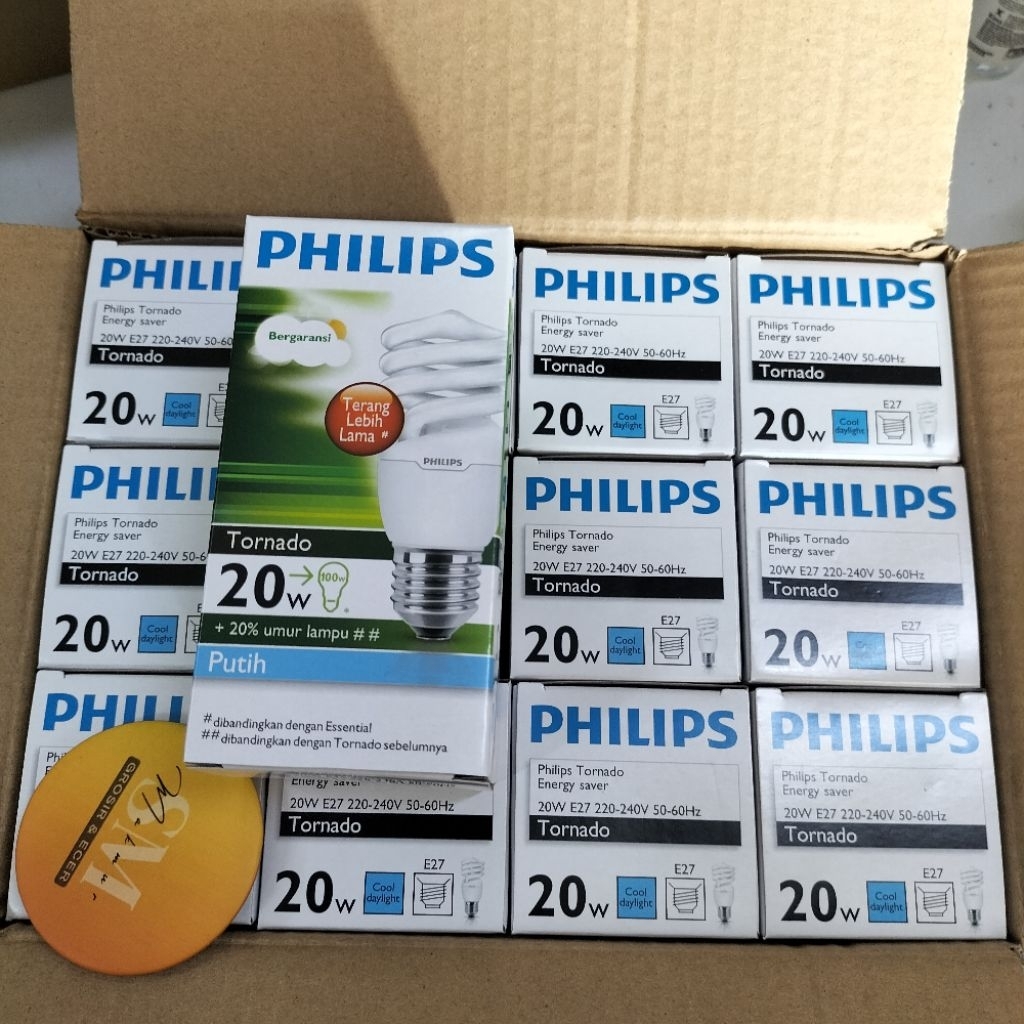 Paket Usaha PHILIPS TORNADO 20 Watt Cahaya Putih Isi 12 Lampu