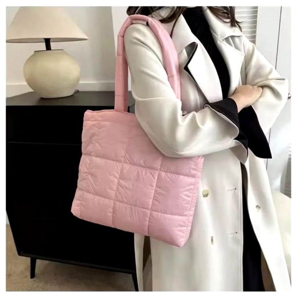 Totebag Puffy Wanita Aesthetic Tas Kuliah/Kerja Muat Laptop