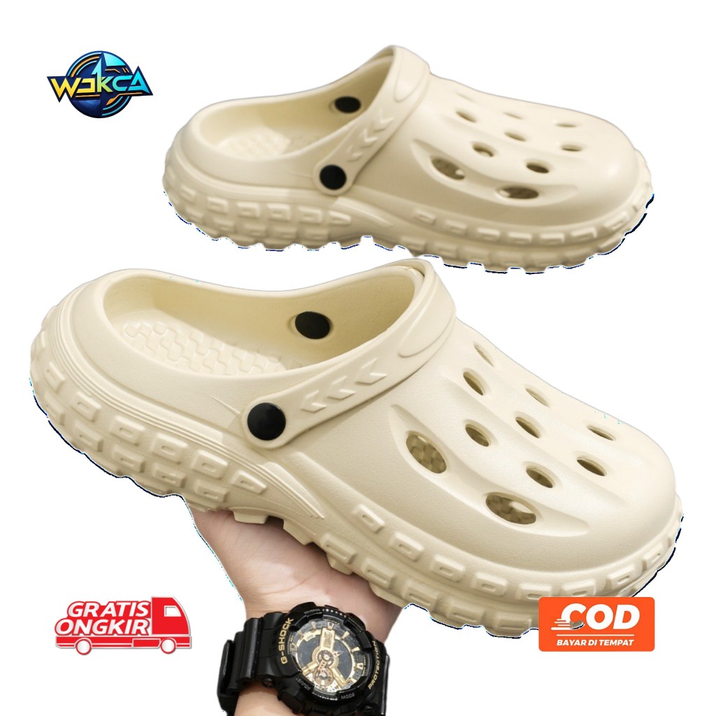 Sandal Sepatu Pria Karet EVA Anti Slip Empuk Nyaman Trendy Sendal Cowok Anti Air dengan Tali Belakan