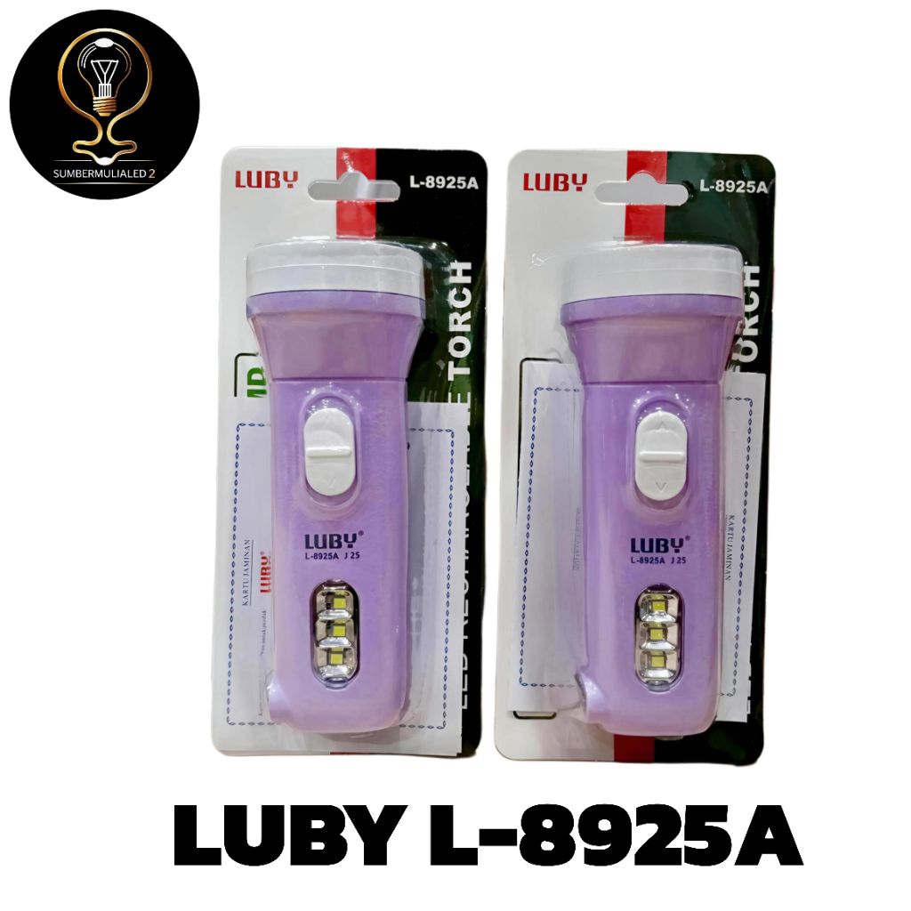 Luby Lampu Senter Tangan L-8925A 3W + 1 SMD LED Rechargeable | Handlight | Cahaya Putih | 3 Watt Tah