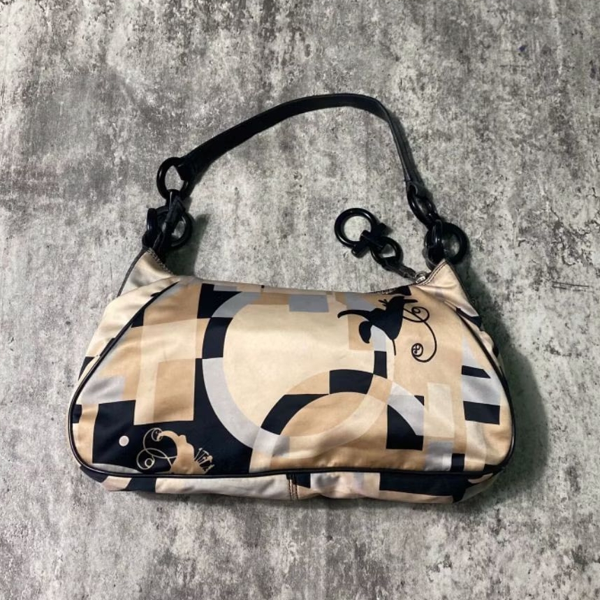 Salvatore Ferragamo Satin Slik Shoulder Bag Y2k Vintage Authentic