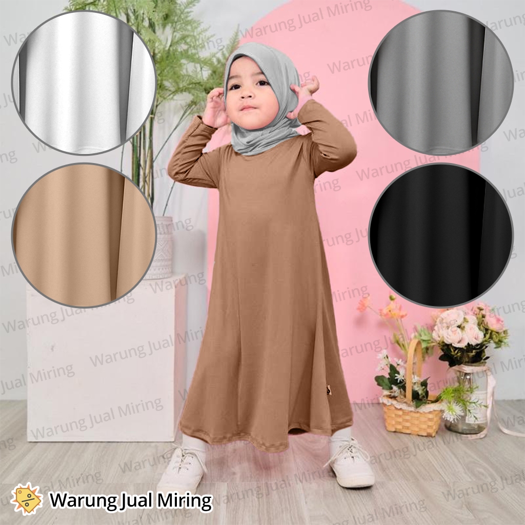Dress INNER MANSET Gamis Lengan Panjang Jersey Perempuan Anak Remaja Dewasa Muslim Baju Jubah Abaya 