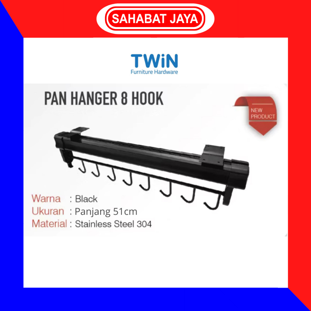 TWIN Pan Hanger Rel Gantungan Panci Tarik Kitchen Set Rak Dapur
