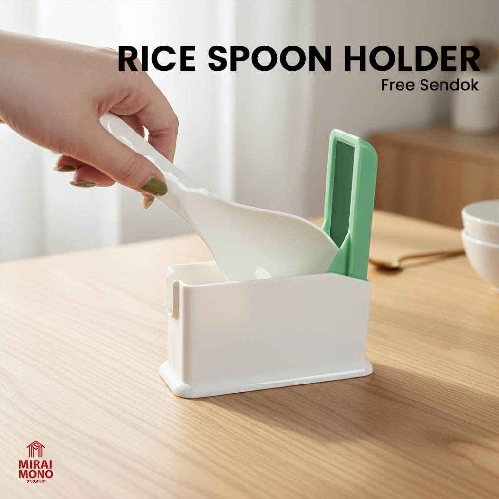 [ MIRAI ] Rice Spoon Holder + FREE Rice Spoon / TEMPAT CENTONG NASI / TUTUP CENTONG / CENTONG NASI