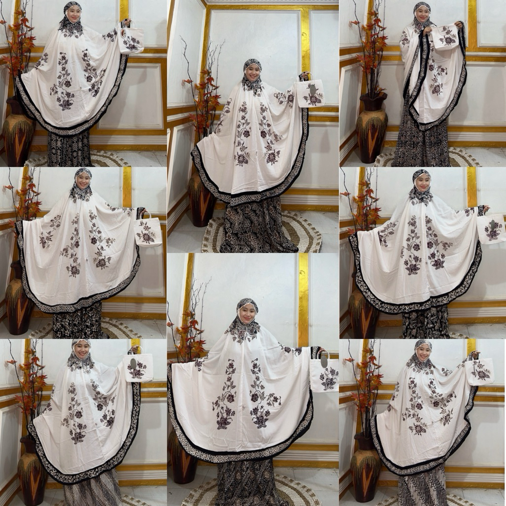 MUKENA JUMBO BATIK CAP PUTIH SOGAN // BATIK PEKALONGAN