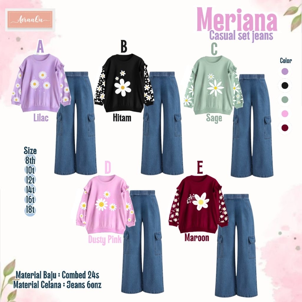 Aeraaqu Meriana Casual Set Jeans setelan remaja anak perempuan