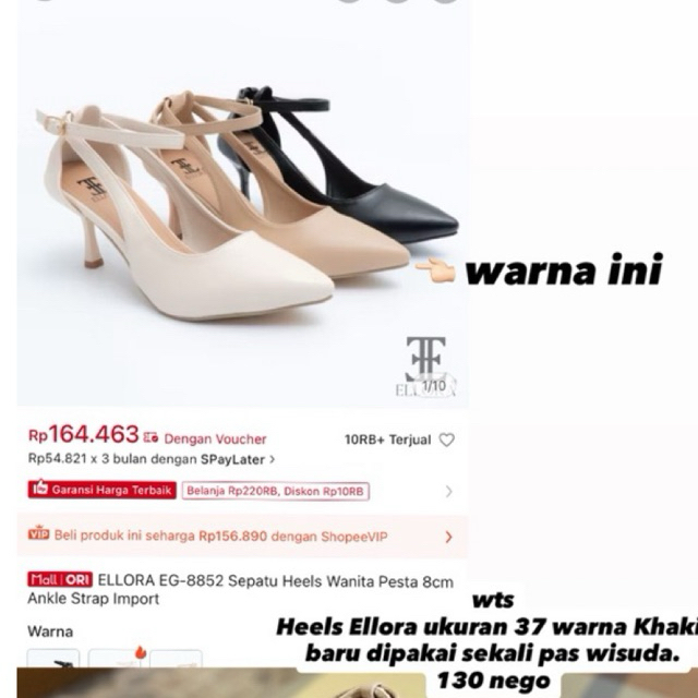 Preloved ELLORA EG-8852 Sepatu Heels Wanita Pesta 8cm Ankle Strap