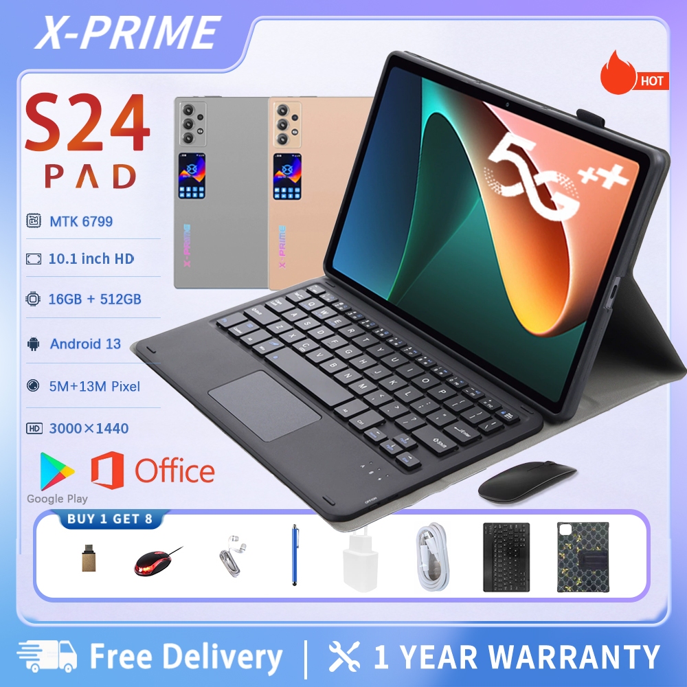 [COD] X-PRIME 2025 Tablet  5G Baru Tab S24 iPed |10.1 8 inch HD|16GB+512GB ROM|Android 13| tablet An