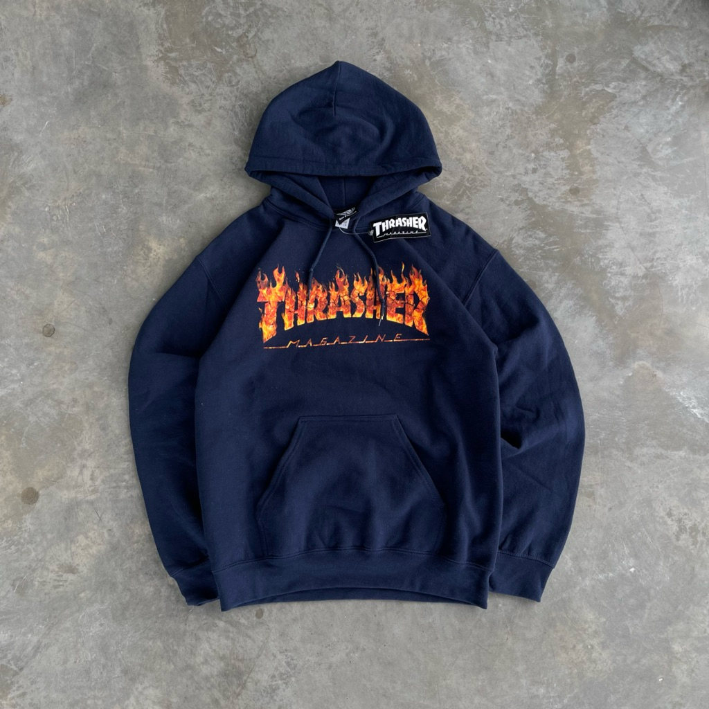 THRASHER INFERNO PULLOVER HOODIE NAVY