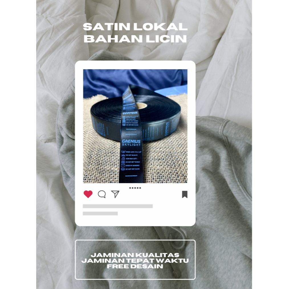 1 ROLL LABEL SATIN HITAM LOKAL Label premium label baju label kaos