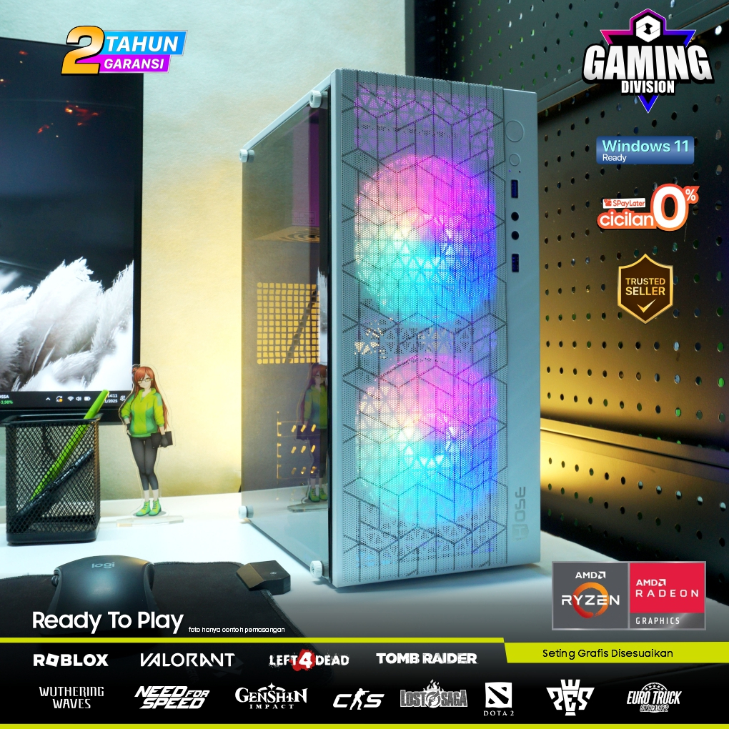 PC Gaming Fullset / Komputer Gaming Fullset AMD Ryzen 3 3200G RAM 32GB MONITOR 22 INCH SIAP PAKAI