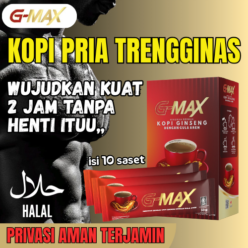 GMAX KOPI KEKUATAN PRIA TRENGGINAS ALAMI TAHAN LAMA GINSENG KUAT BPOM HALAL