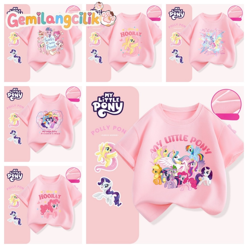 Gemilang Cilik Kaos Lengan Pendek Anak Perempuan My Little Pony Musim Panas Anak-anak Katun Tipis Le