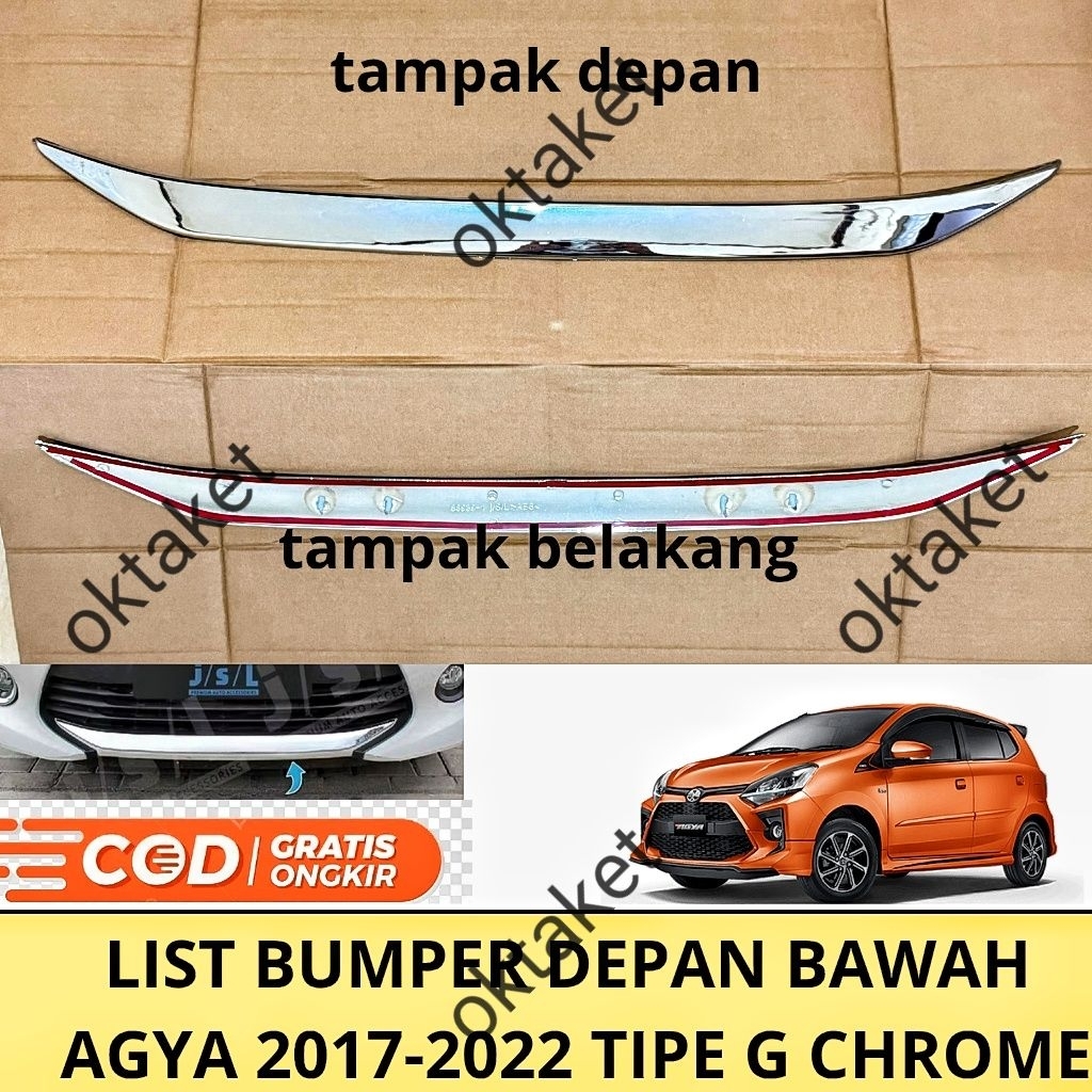 List Bumper Depan Agya 2017 2018 2019 2020 2021 2022 Chrome Front Bumper Trim