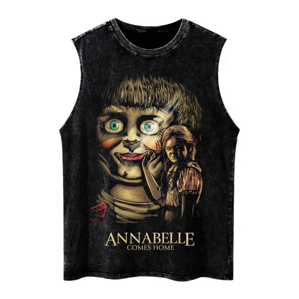 ANNABELLE STONE WASH OVERSIZED T-SHIRT SLEEVELESS VINTAGE TEE ATASAN UNISEX BAJU COMICS FILM