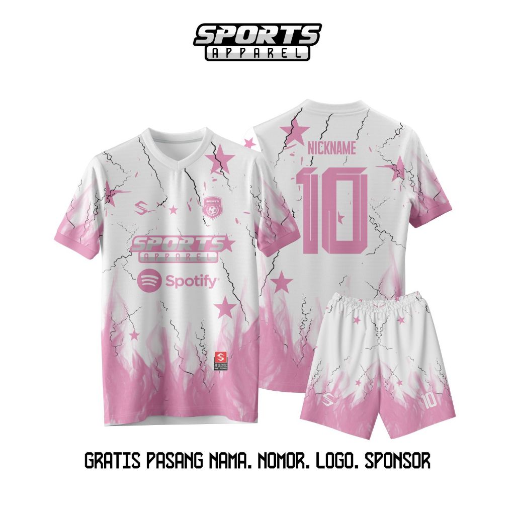 Jersey Futsal, Jersey Bola, Full Printing Custom Desain Bisa Tambah nama+nomor+logo__STARPINK