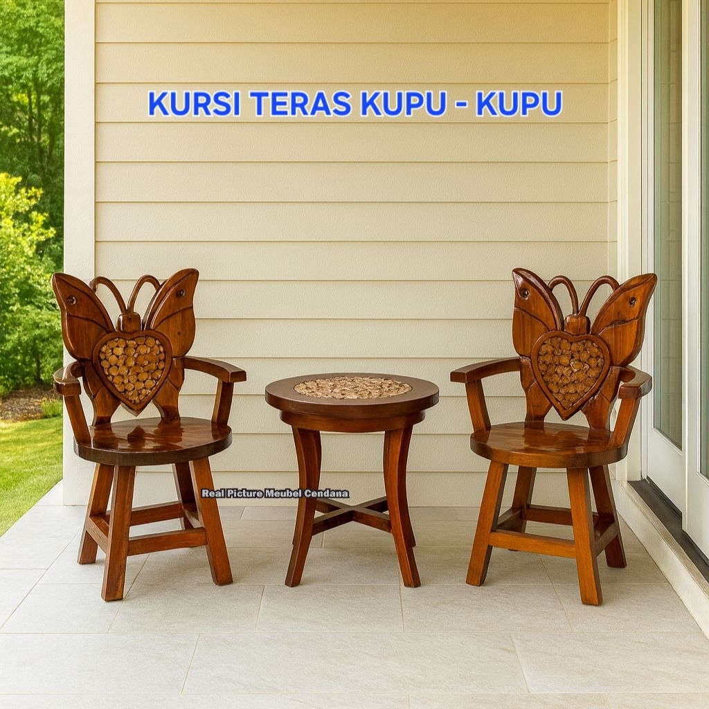 Kursi Teras Set Kayu Jati Model Kupu - Kupu Set Kursi Teras Minimalis Kayu Jati