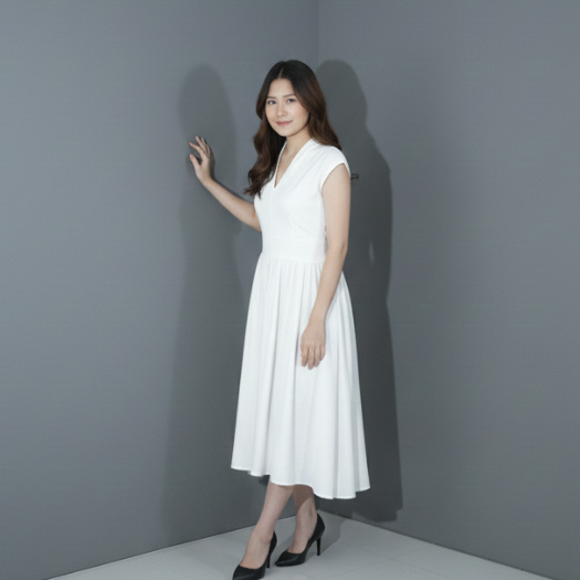 Dress Panjang Wanita Tanpa Lengan Kekinian Korea Style - Lana Dress - White - Furari