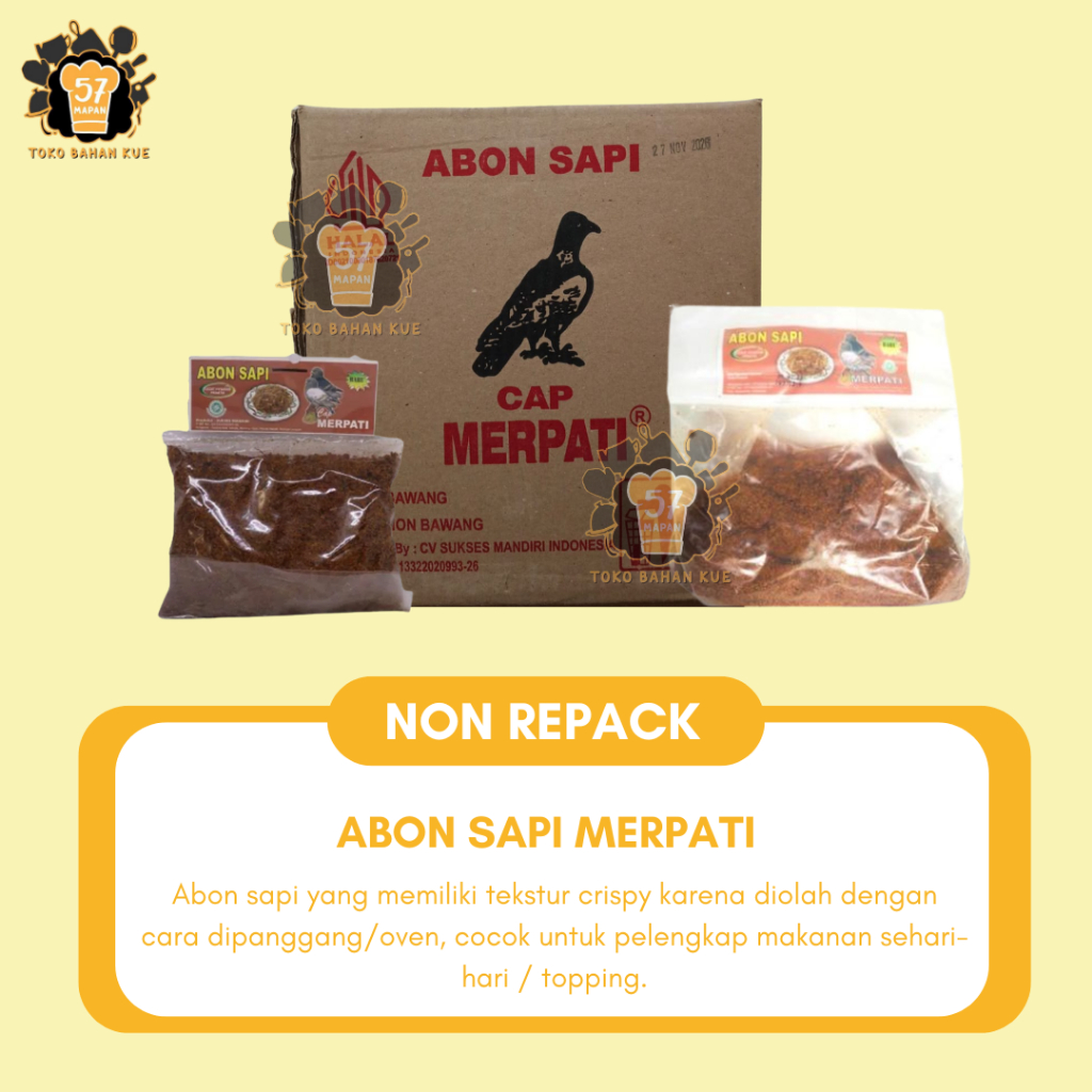 [1 CTN] ABON SAPI MERPATI TANPA BAWANG KEMASAN 1 KG DAN 250 GR