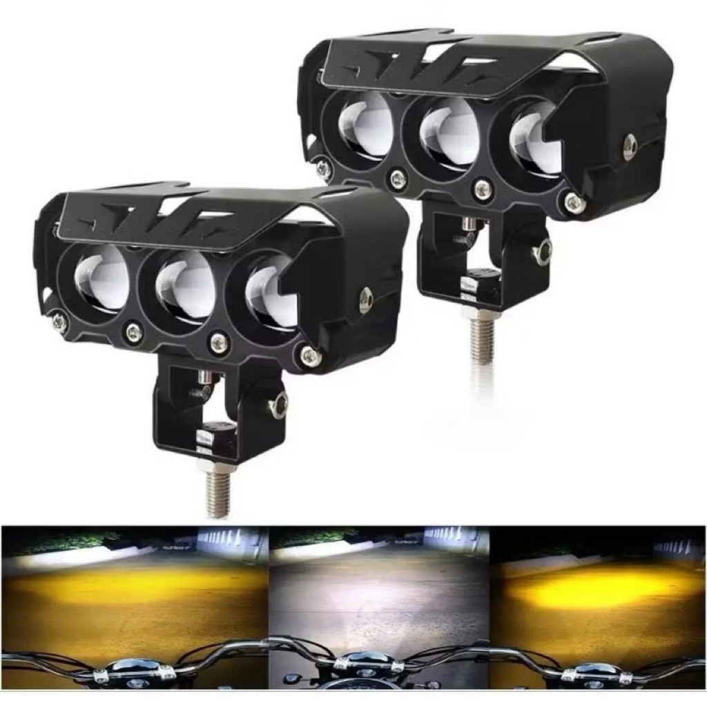 Lampu Tembak SQL 3 Mata Kuning-Putih 60Watt + Kipas Pendingin KAT Original