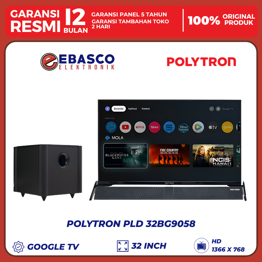 POLYTRON Led Google Tv 32BG9058 32 Inch  Full HD Bergaransi Resmi