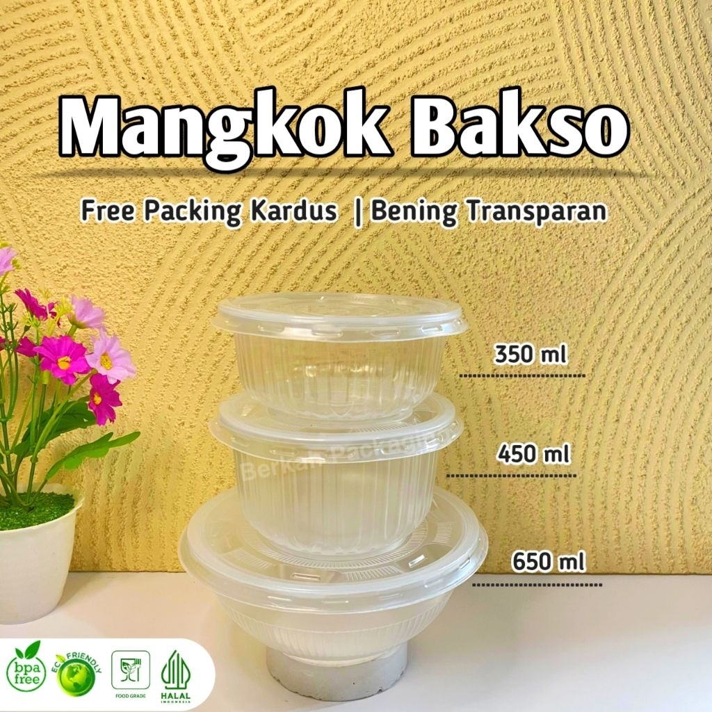 (ISI 50SET) Mangkok Bakso Plastik + Tutup Tahan Panas | Mangkok Mika Bakso | Mangkok Makan Mie