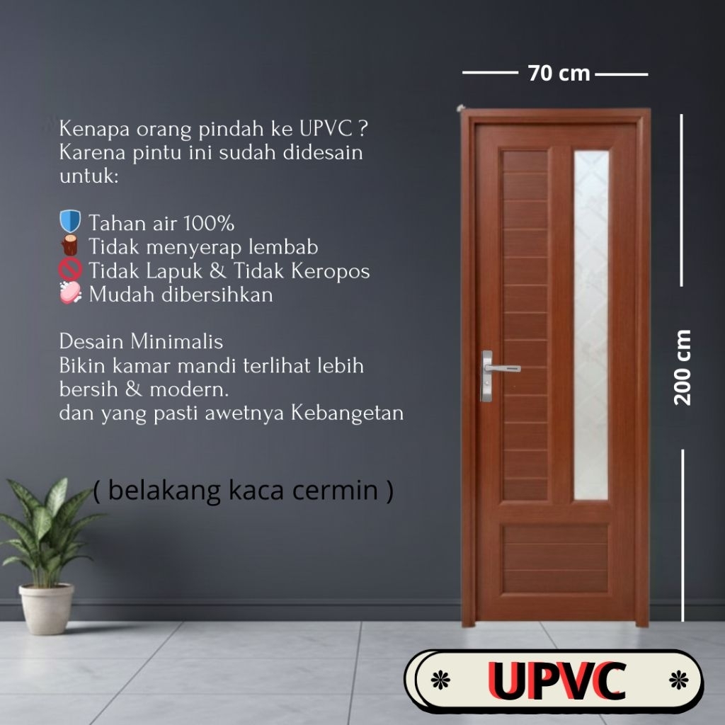 Pintu Kamar Mandi UPVC 70x200cm
