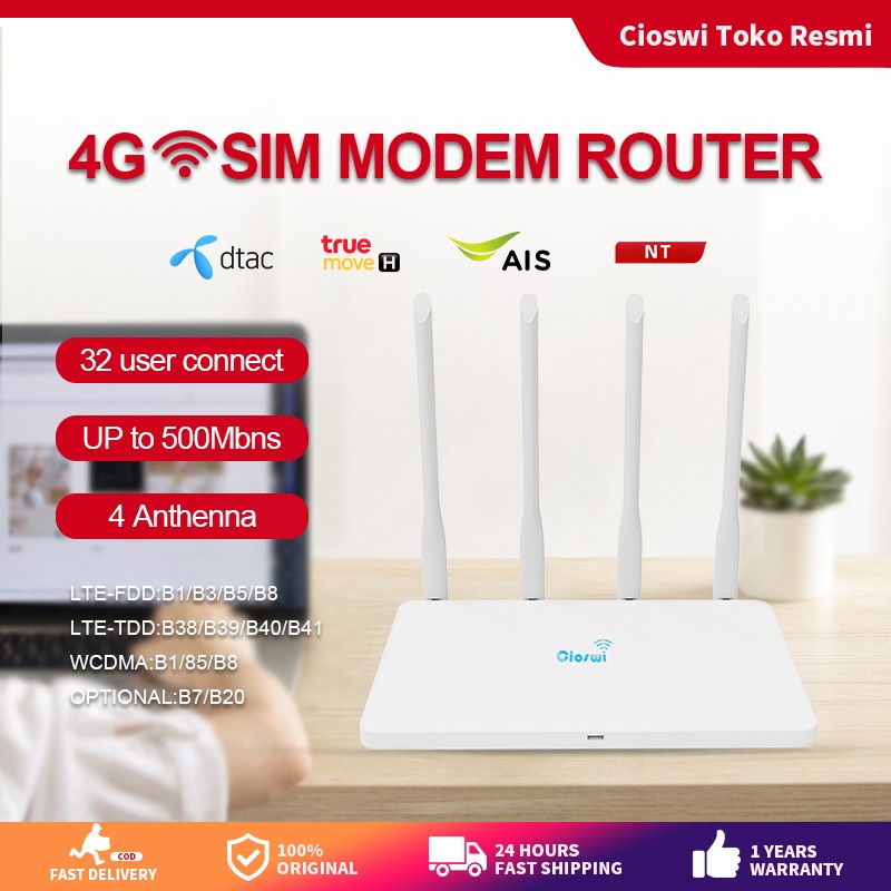 Cioswi 4G/500Mbps/ Router Nirkabel/ Mendukung Kartu /SIM Modem /WiFi Hotspot