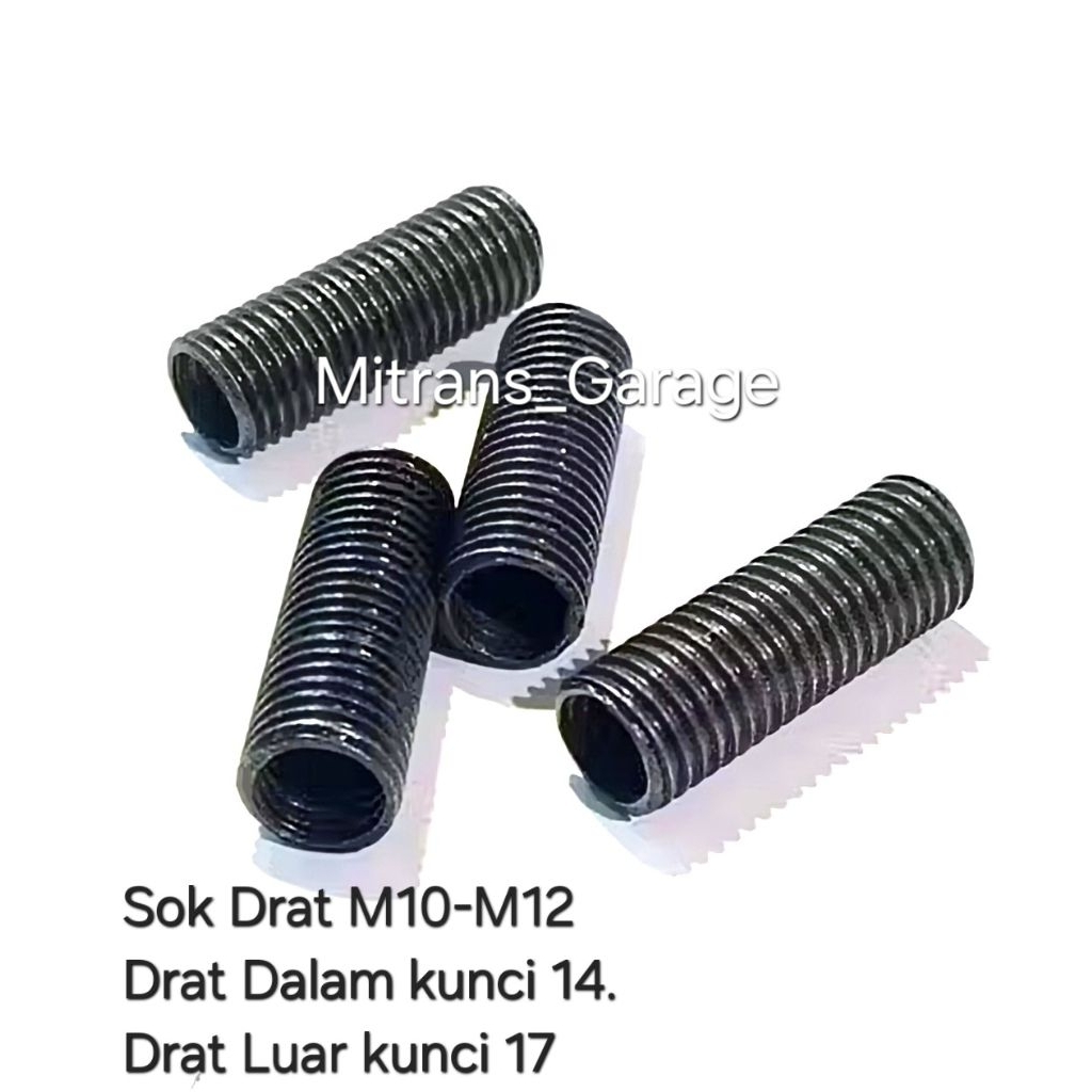 Sok Drat Besi M10-M12 Drat Dalam Kunci 14. Luar 17