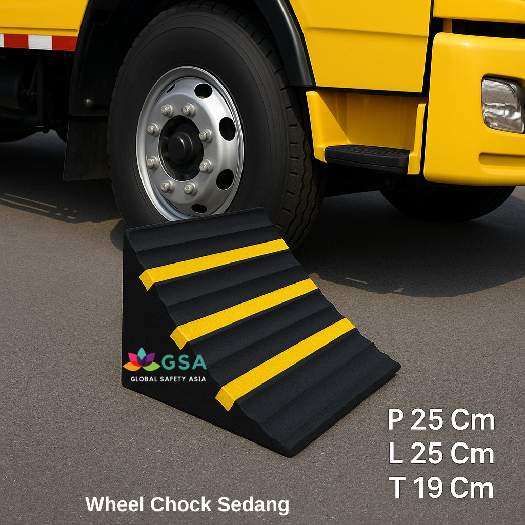 Wheel Chock Rubber Besar Mobil Container Truk / Ganjalan Ban Karet