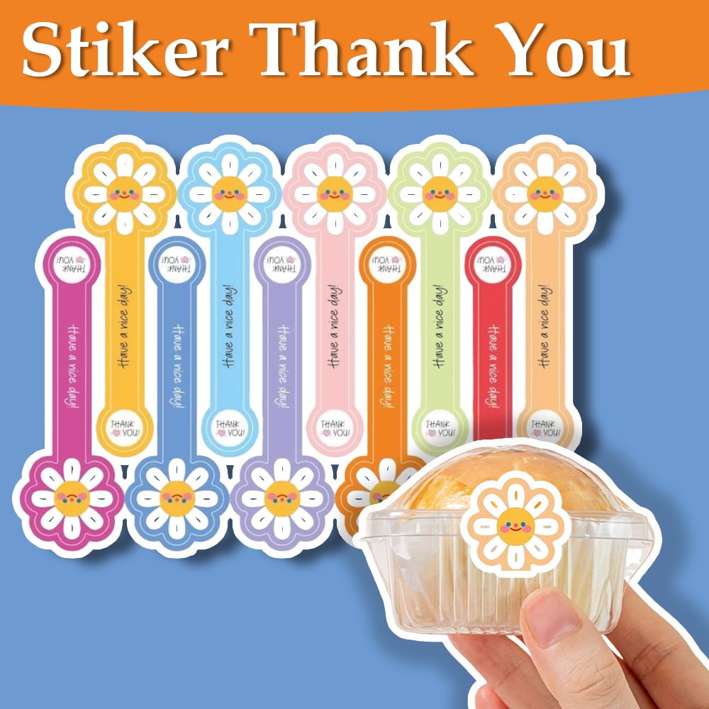 100 PCS Stiker Terima Kasih Bubuk Thank You Sticker Panjang Segel Makanan Seal Label Sticker