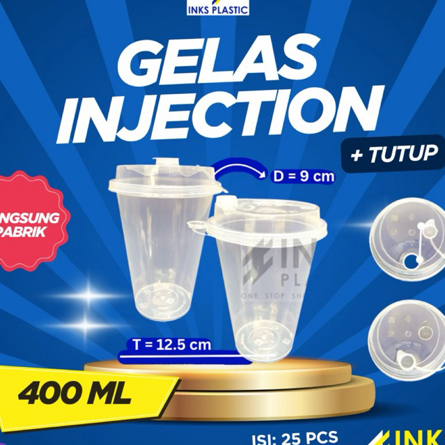 GELAS INJECTION 400 ML BENING CUP PP 400ML + TUTUP